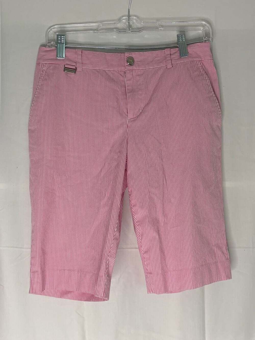 Lauren Ralph Lauren Active Pink and White Striped Bermuda Shorts Size 2